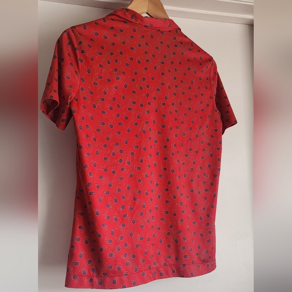 Vintage Sears Red Paisley Blouse size M - Picture 3 of 4